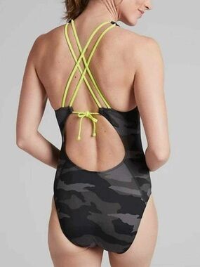 Freestyle Camo One-Piece Swimsuit with Neon Lime Straps size 36